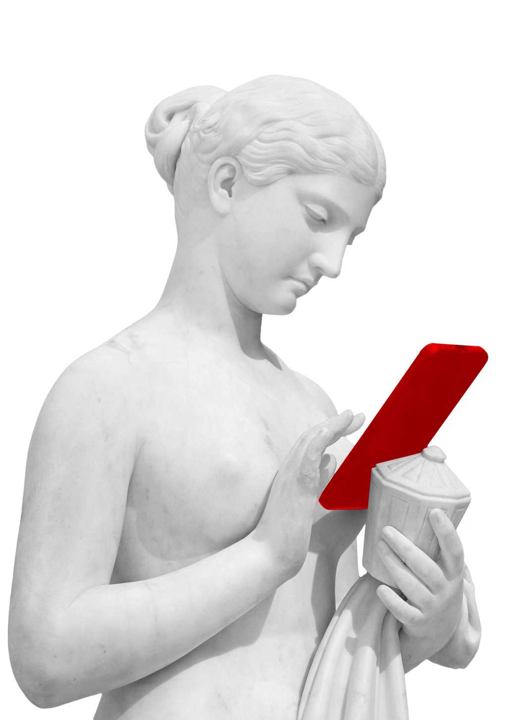 скульптура с красным телефоном